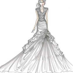 Preeminent Fashion Dress Coloring Pages Clip Art Library Sketches
