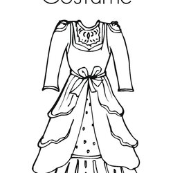 Superior Coloring Pages Dress Home Costume Girls Print Outfit Vintage Beautiful Para Color Gown Printable
