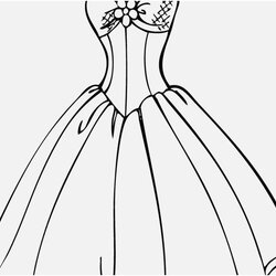 Dress Coloring Pages For Girls At Free Printable Dresses Cinderella Wedding Drawing Girl Prom Clothes Ideal
