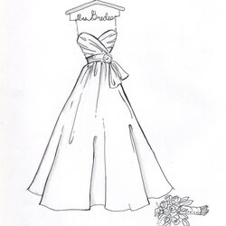Wedding Dresses Coloring Pages Home Dress Drawing Sketches Simple Gown Easy Sketch Drawings Fashion