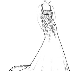 Perfect Dress Coloring Pages At Free Printable Dresses Prom Barbie Outfit Pretty Elegant Color Drawing