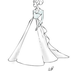 High Quality Dress Coloring Pages For Girls At Free Download Dresses Easy Girl Prom Drawing Ball Gowns Long