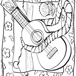 Cool Junker Hawaii Free Coloring Pages Beach Hawaiian Ukulele Printable Luau Party Kids Print Adult Book