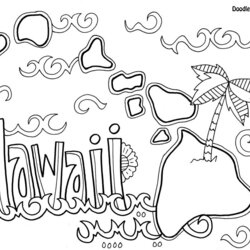 Splendid Hawaii Coloring Pages At Free Download Hawaiian Aloha Island Drawing State Doodle Crafts Theme