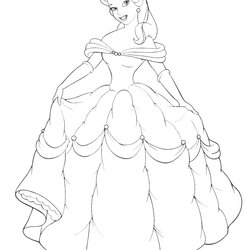 Wonderful Disney Princess Belle And Her Gown Coloring Sheet Pages Bell Printable Kids Beauty Beast La Board