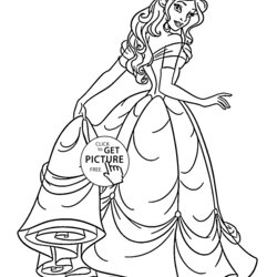 Peerless Disney Princess Belle Coloring Page For Kids Pages Beauty Beast Drawing Printable Print Sheets