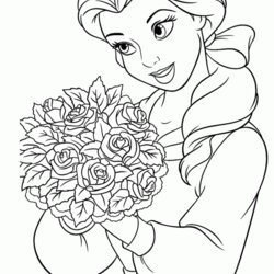 Worthy Free Princess Belle Coloring Page Download Disney Pages Color Flowers Drawing Flower Kids Print