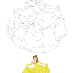 Astonishing Princess Belle Coloring Page Beautiful Creative Pencil