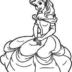 Champion Belle Disney Princess Coloring Page Pages Cinderella Easy Cartoon Printable Beautiful Princesses