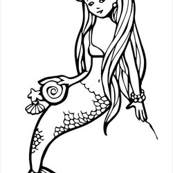 Mermaid Coloring Pages Printable Template Templates Colouring Ariel Free Page