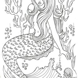 Eminent Free Printable Mermaid Coloring Pages For Adults
