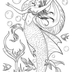 Perfect Mermaid Printable Coloring Pages Free For Adults