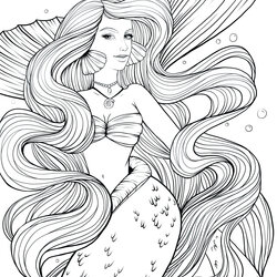 Fine Mermaid Printable Coloring Pages