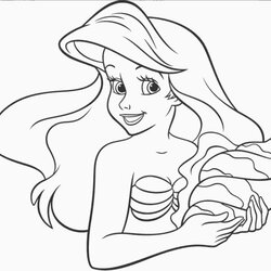 Worthy Little Mermaid Flounder Coloring Pages At Free Ariel Drawing Printable Shell Princess Ursula Triton