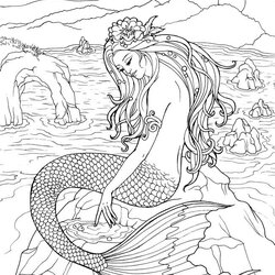 Coloring Pages For Grown Ups Free Adult Printable Mermaid Mermaids Colouring Dover