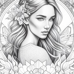 Exceptional Realistic Coloring Pages Fairy Of Autumn Adult Page Full Size