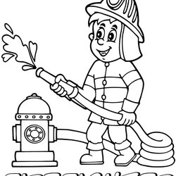 The Highest Quality Coloring Page Firefighter At Work Printable Images Professions Print Children Lady For