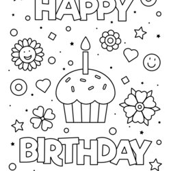 Spiffing Happy Birthday Coloring Pages