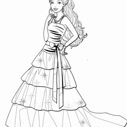 Barbie Dress Coloring Pages At Free Printable Fashion Girls Girl Dresses Drawing Model Little Vintage