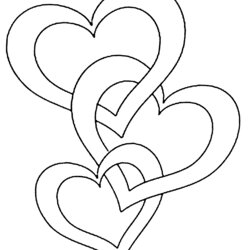 Brilliant Hearts Coloring Pages To Print Printable Com Heart Big Triple Stars Valentine Color Colouring Kids