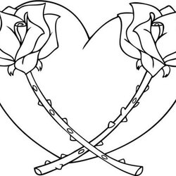 Fantastic Free Printable Hearts Coloring Pages Flower Thorn