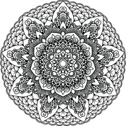 Free Of Black And White Adult Coloring Page Floral Mandala Clip