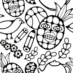 Wonderful Black And White Seamless Illustration For Coloring Book Stock Vector