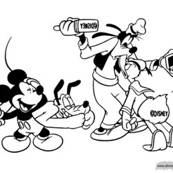 Great Mickey Mouse Friends Coloring Pages Pluto Donald Goofy
