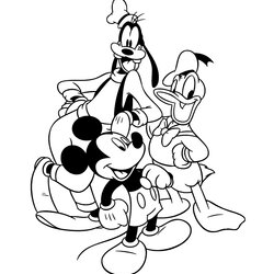 Mickey Donald Dingo And His Friends Kids Coloring Pages Color Printable Print Disney Children Cartoons For