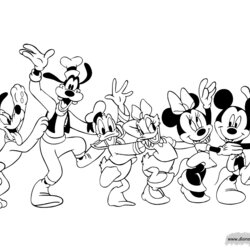 Mickey Mouse Friends Coloring Pages Line Conga