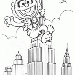 Preeminent Coloring Pages Free And Printable Muppet Babies Animal Baby Supermarket Climbing Building