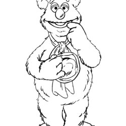Capital The Coloring Pages Bear Holding Hat Sketch His Template