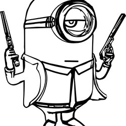 Perfect Water Gun Coloring Pages At Free Printable Nerf Minion Silhouette Military Drawing Boys Paintball