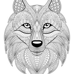 The Highest Standard Wolf Head Complex Patterns Wolves Adult Coloring Pages Animals
