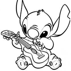 Matchless Get This Free Stitch Coloring Pages Lilo Print Disney Printable Drawing Kids Color Ukulele Sheets