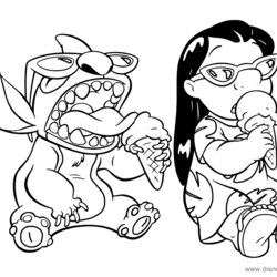 Sterling Lilo And Stitch Coloring Pages Cream Ice Kids Book Eating