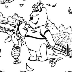 Magnificent Free Fall Coloring Pages Printable Templates Pooh And Piglet Autumn Page