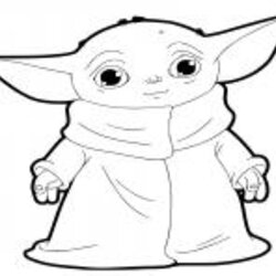 Baby Yoda Star Wars Coloring Page Printable Pages Book Print