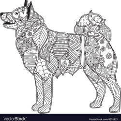Perfect Colouring Pages For Adults Dogs Select From Printable Coloring Dog Adult Or Children Page Vector