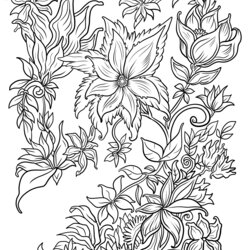 Cool Floral Coloring Pages For Adults Best Kids Adult Book Garden Fantasy Digital