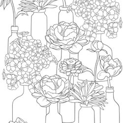 Outstanding Floral Coloring Pages Stamping Spring Dover Jars Blooming