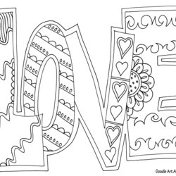 Smashing Love Adult Coloring Page Pages Quote Adults Doodle