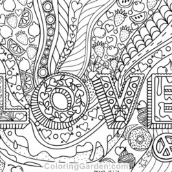 Swell Love Adult Coloring Page Pages Printable Book Adults Books Valentine Sheets Romantic Teenagers Family