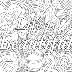 Tremendous Get This Printable Adult Coloring Pages Quotes Life Is Beautiful Adults Phrases Citations