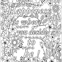 Free Printable Adult Coloring Pages Quotes Happiness Scaled