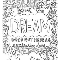 Matchless Inspiring Quote Coloring Pages For Adults Free Dreams