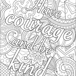 Champion Get This Printable Adult Coloring Pages Quotes Courageous And Kind Print Fit