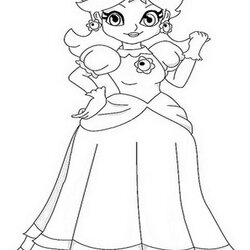 Super Mario Daisy Coloring Pages Home Peach Princess Colouring Kart Popular Print Library Comments