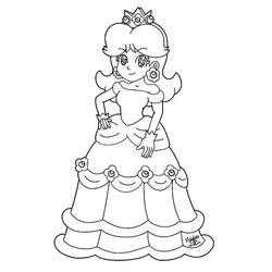 Peerless Princess Daisy Colouring Pages Page Coloring Peach Print Mario Luigi Line Kart Paper Toad Printable