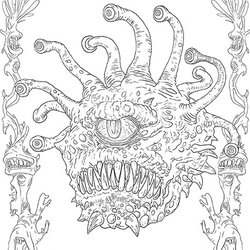 High Quality Monsters And Heroes Of The Realms Dungeons Dragons Coloring Book Pages Color Printable Head